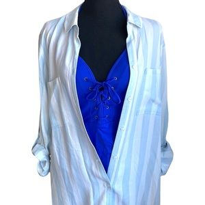 Rails Stripe Long Sleeve Oversize Cotton Cover-up